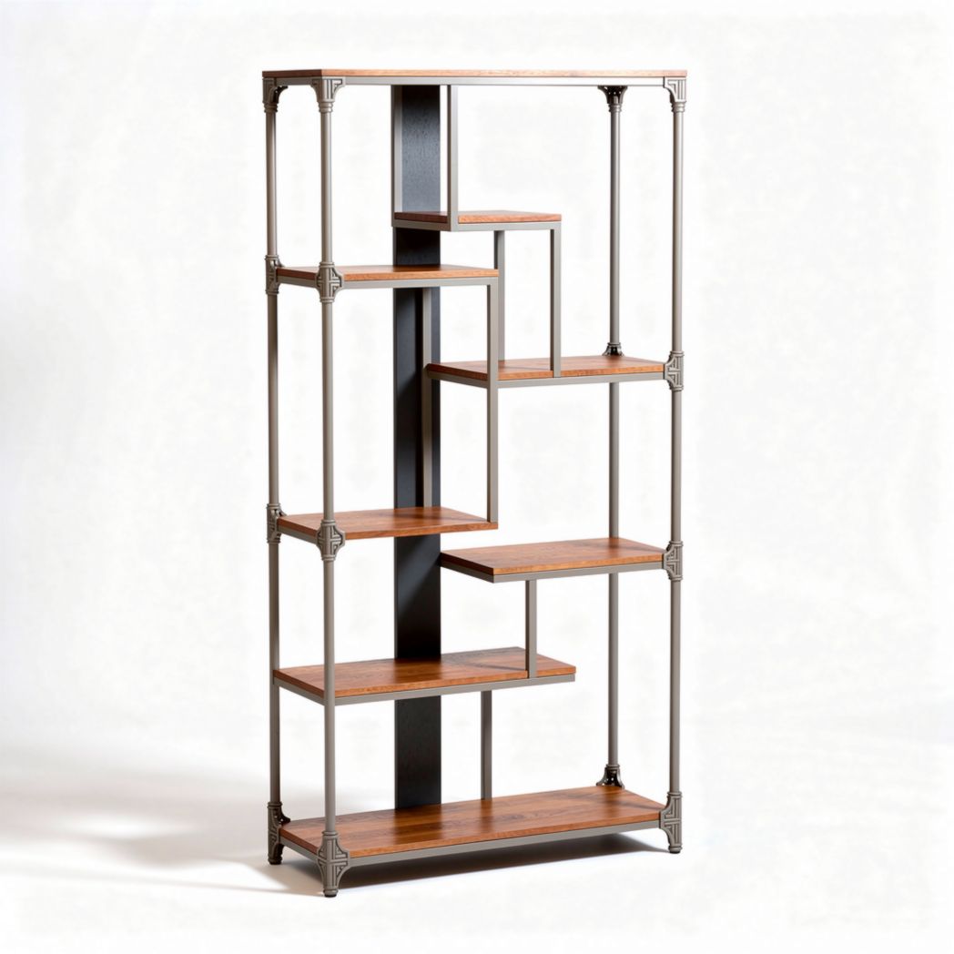 Boekenkast van staal en hout voor de studeerkamer - 180 x 80 x 40cm